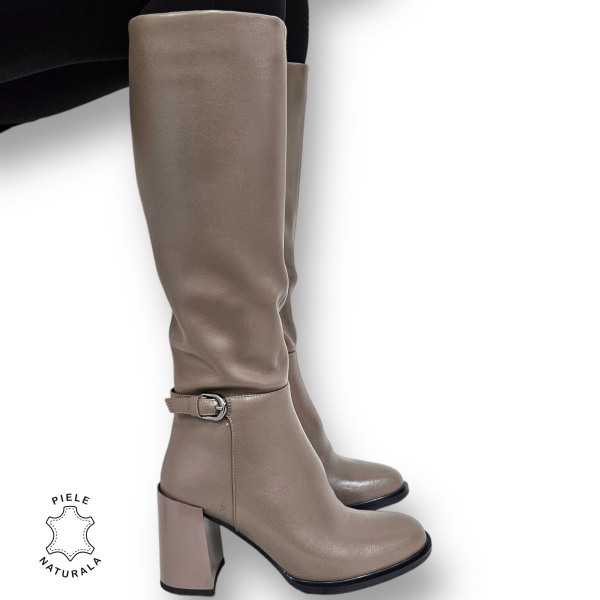 CIZME DAMA din PIELE NATURALA cu FERMOAR CRL0923 CULOARE: Khaki - Img 3
