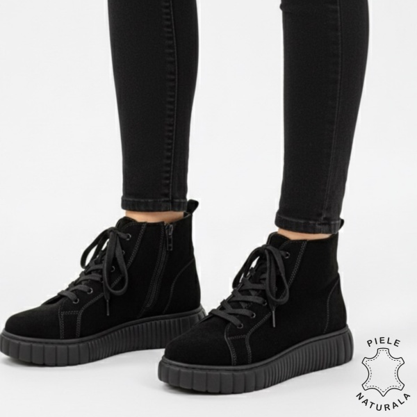 GHETE DAMA din PIELE Naturala cu design contemporan CRL1534 NEGRUSUEDE - Img 3