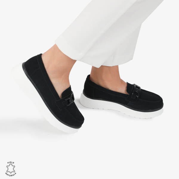 Mocasini dama din piele naturala Intoarsa CRL0786 BLEUMARIN - Img 2