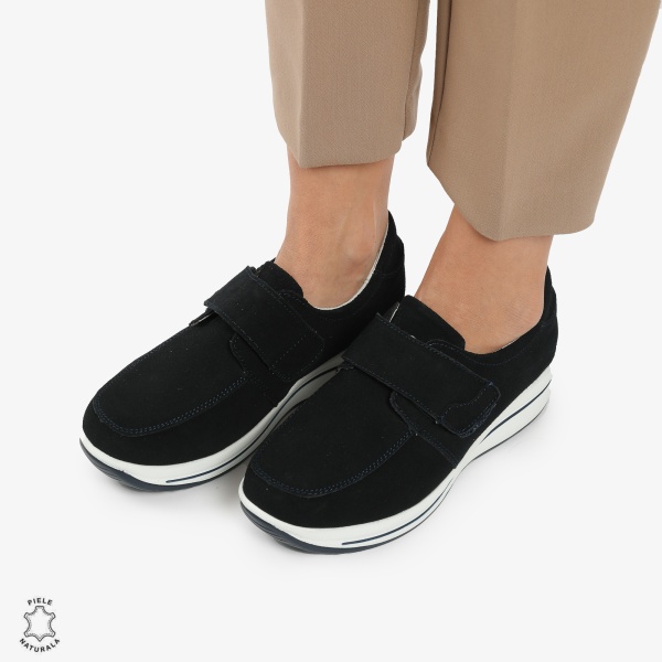 Mocasini dama din piele naturala INTOARSA cu talpa groasa CRL0004 NAVY - Img 2