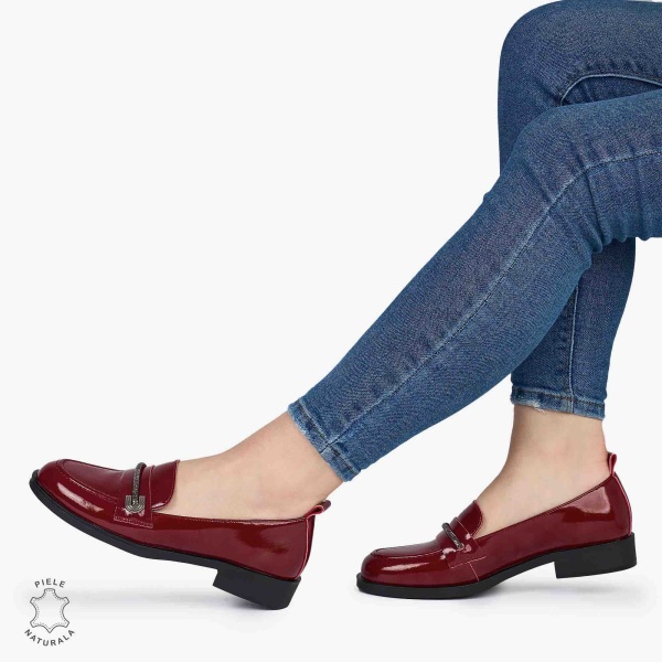 Mocasini dama din Piele Naturala LACUITA CRL0985 BORDO - Img 2