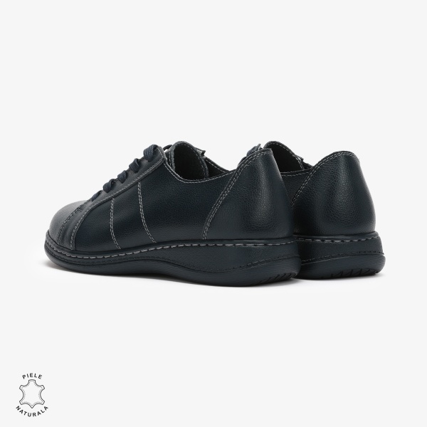 Pantofi casual Bleumarin de dama din piele naturala cu talpa plata CRL0013 - Img 3
