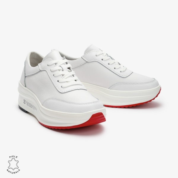 Pantofi casual dama din Piele naturală CRL0058 ALB - Img 4