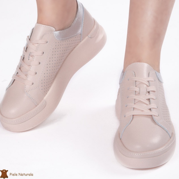 Pantofi Casual Dama din Piele naturală CRL0117 ROZ - Img 3