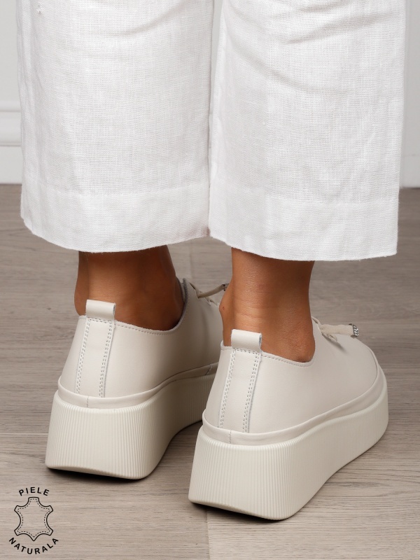 Pantofi Casual dama din Piele Naturala CRL1543 BEJ - Img 3