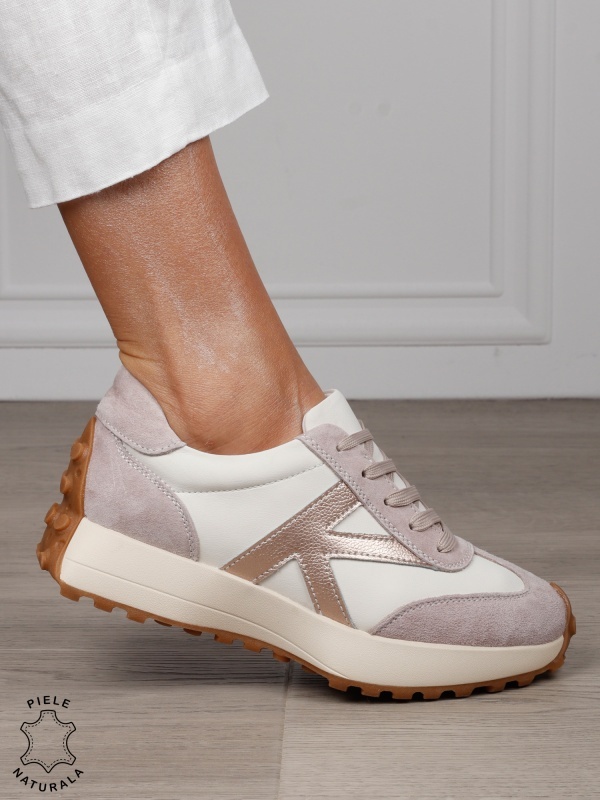 Pantofi Casual dama din Piele Naturala cu model special CRL1551 BEJ - Img 2