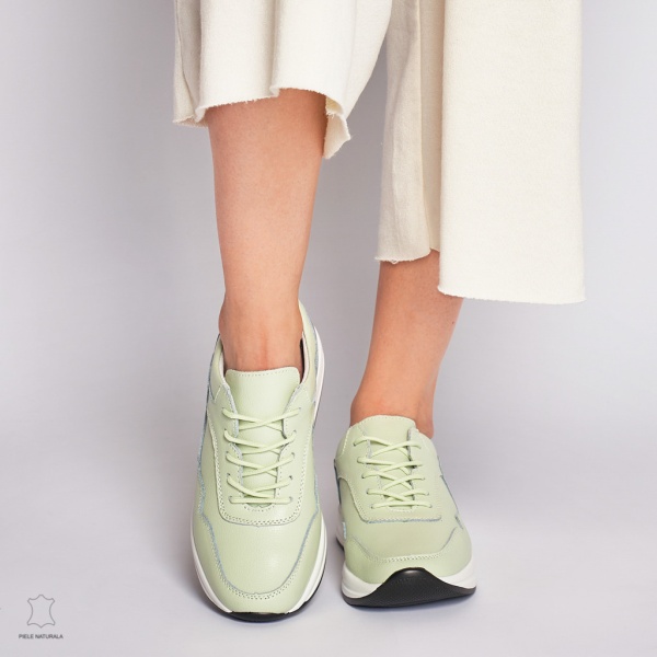 Pantofi Casual dama din Piele naturala Multicolor CRL1234 VERDE - Img 2