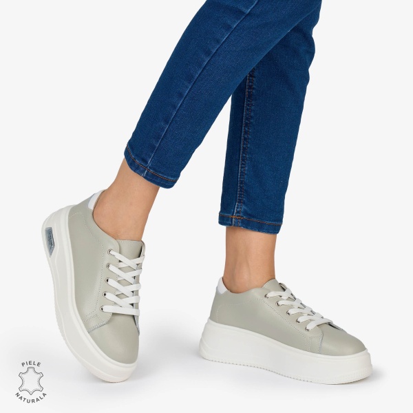 PANTOFI CASUAL Dama Piele Naturala CRL1054 Culoare: GRI - Img 2