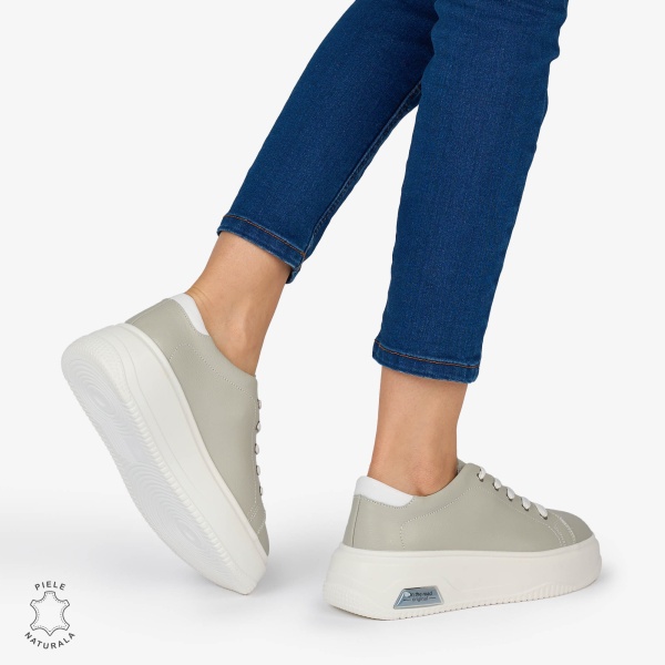 PANTOFI CASUAL Dama Piele Naturala CRL1054 Culoare: GRI - Img 4