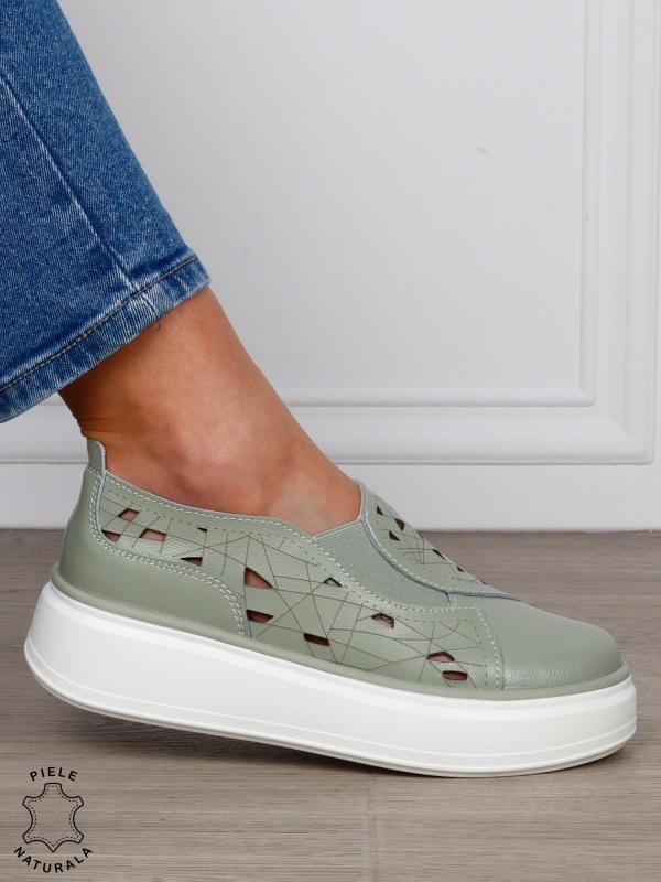PANTOFI CASUAL Dama Piele Naturala Perforat Slip-on CRL1594 BARILLA - Img 3
