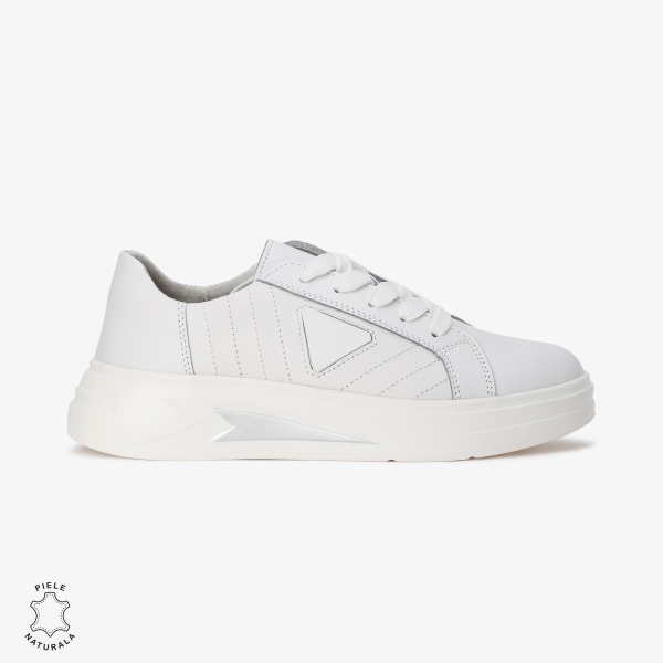 Pantofi Casual de dama din Piele naturala CRL0523 ALB - Img 3