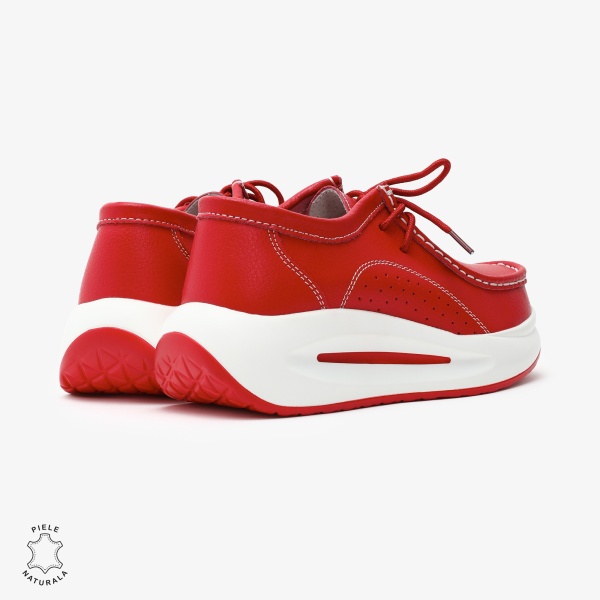 Pantofi Casual de dama din Piele Naturala CRL0569 ROSU - Img 4