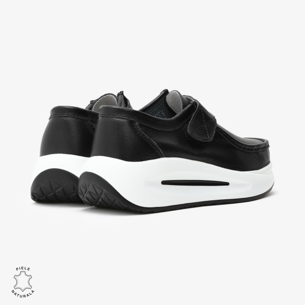 Pantofi Casual de dama din Piele Naturala CRL0570 NEGRU - Img 3