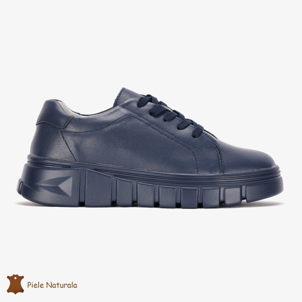 Pantofi Casual de dama din Piele naturala cu talpa groasa CRL0491 NAVY - Img 2
