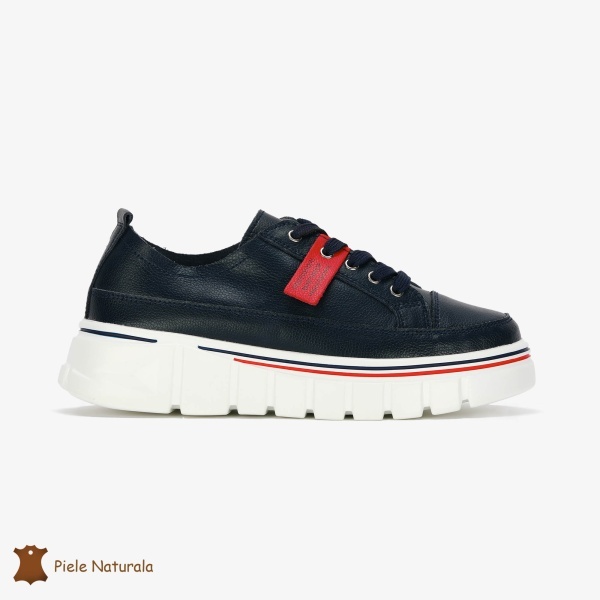 Pantofi Casual de dama din Piele naturala Interior confortabil CRL0488 Bleumarin - Img 2