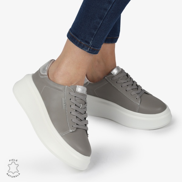 Pantofi DAMA CASUAL din piele naturală confort și stil CRL1378 GRI - Img 4