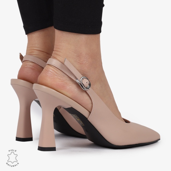 PANTOFI ELEGANTI dama din Piele Naturala CU TOC SPECIAL CRL0999 ROZ - Img 4