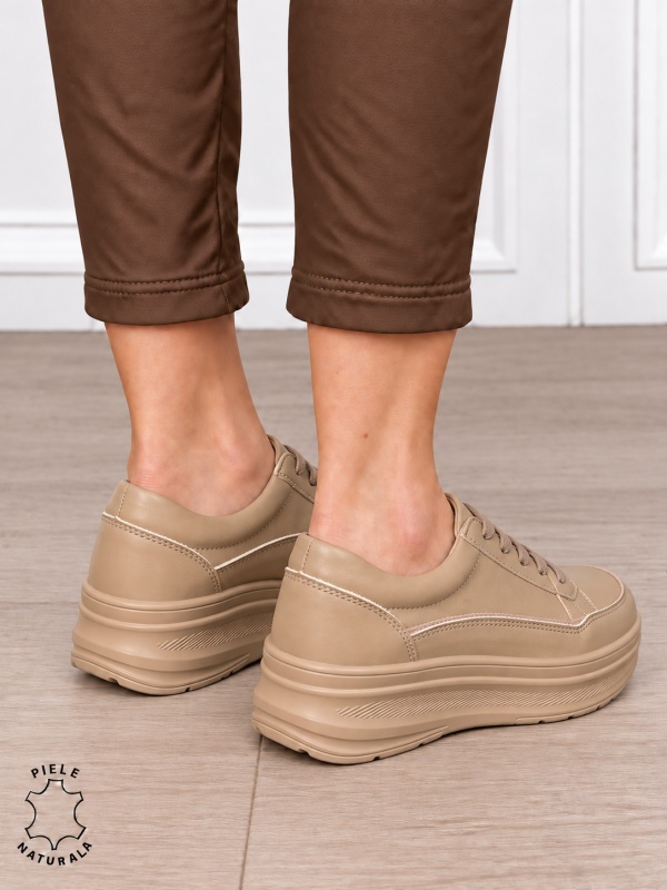 Pantofi sport damă din piele naturală stil clasic și versatil CRL1867 KHAKI - Img 3
