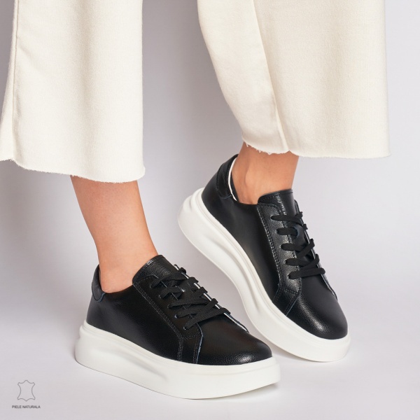 Pantofii casual de dama din piele naturală cu șiret comozi și versatili CRL1447 - Img 2