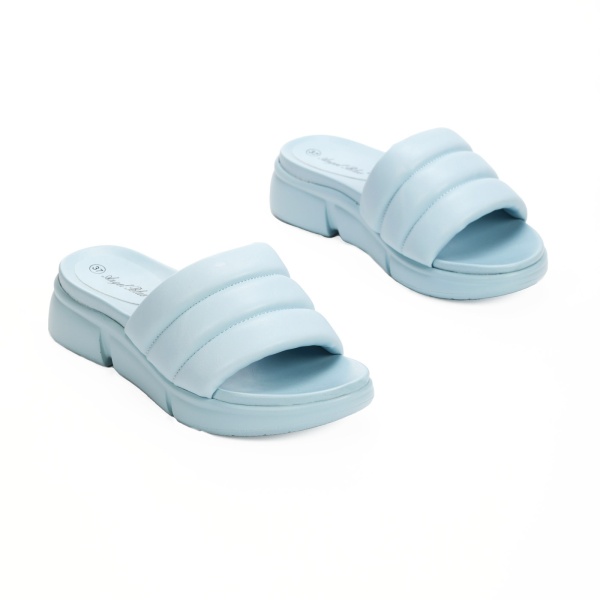 Papuci dama din Piele Ecologica albastri CRL0212 - Img 3