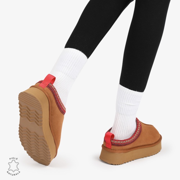 PAPUCI DAMA TIP UG din PIELE NATURALA INTOARSA CRL1268 CULOARE: CAMEL - Img 5
