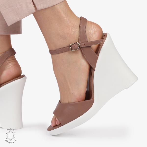 SANDALE CU PLATFORMA DIN PIELE NATURALA CRL1389 ROZ - Img 2