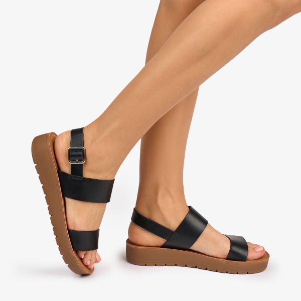 SANDALE dama din Piele ECOLOGICA CU BRETELE CRL1093 CULOARE: NEGRU - Img 3