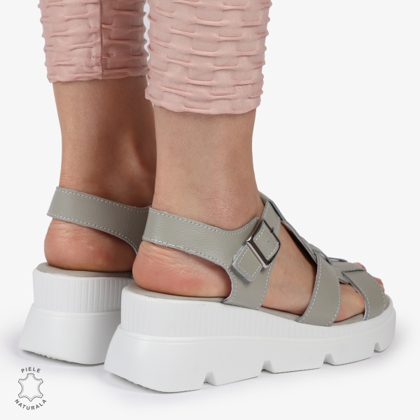 SAndale DAMA DIN PIELE NATURALA CU BARETE CRL1421 GRI - Img 4