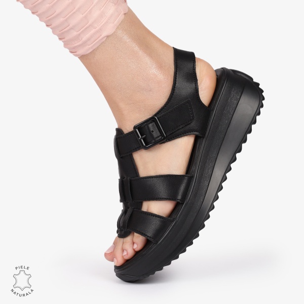 SAndale DAMA DIN PIELE NATURALA CU BARETE CRL1424 NEGRU - Img 2
