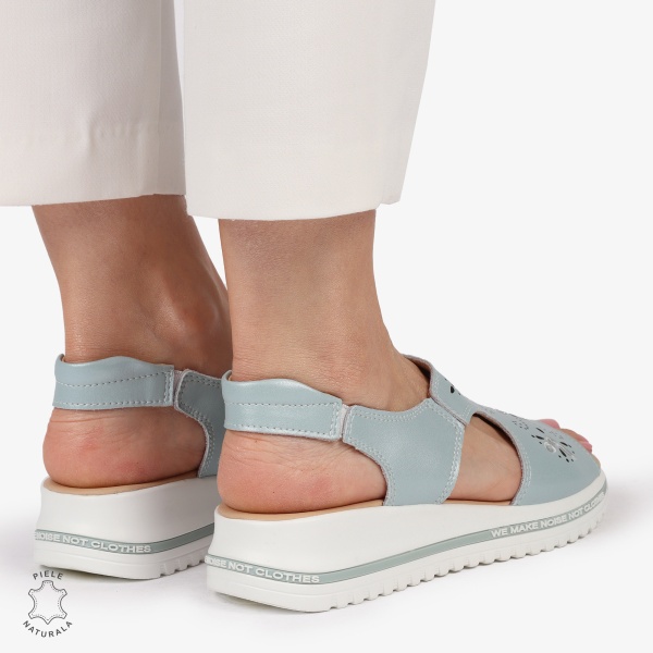 Sandale dama din Piele Naturala cu talpa Inalta CRL0195 BARILA - Img 3