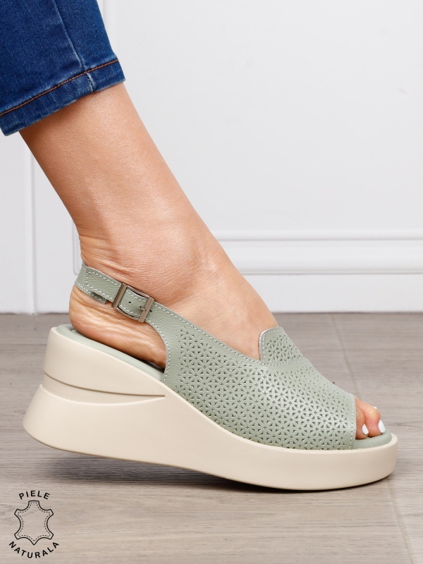 Sandale damă din piele naturală model simplu și confortabil cu platformă CRL1645 BARILA - Img 2