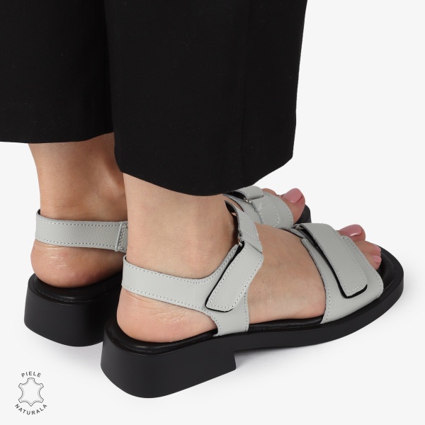 SANDALE Dama Piele Naturala CU INCHIDERE VELCRO CONFORTABILE CRL1373 GRI - Img 4