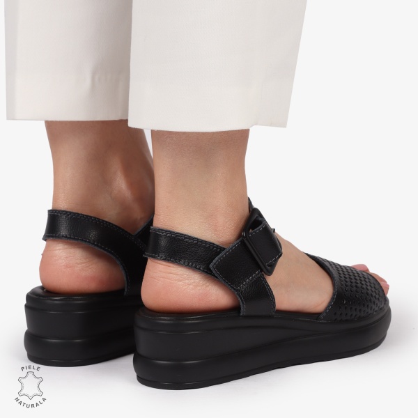 SAndale DAMA SPORT DIN PIELE NATURALA CU INCHIDERE CATARAMA CRL1411 NEGRU - Img 3