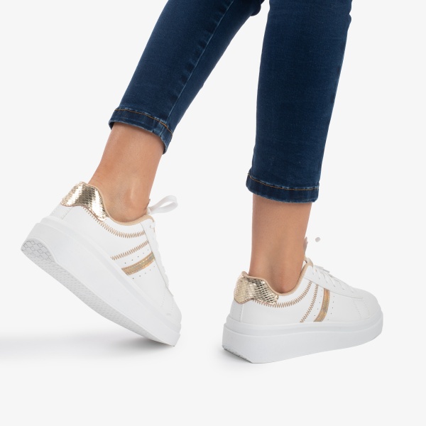 SNEAKERS DAMA din PIELE ECOLOGICA CRL0887 CULOARE:AURIU - Img 3