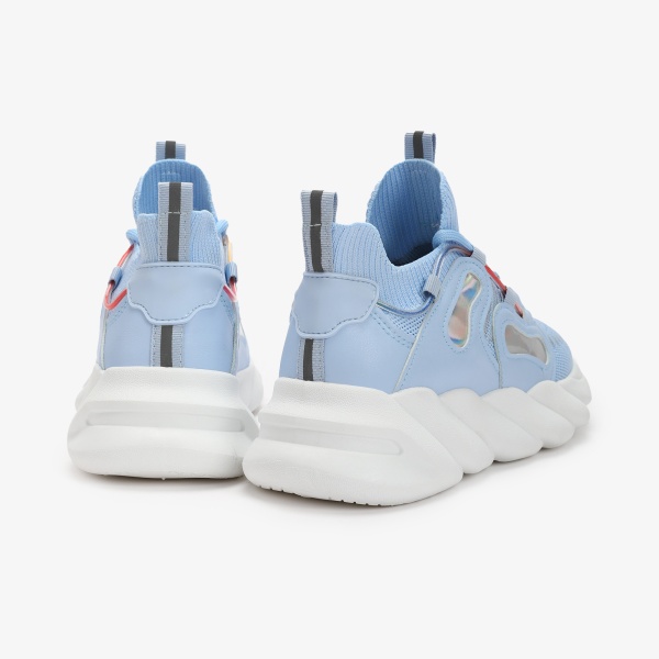 SNEAKERS Dama din Piele Ecologica si textil CRL0130 Albastru - Img 3