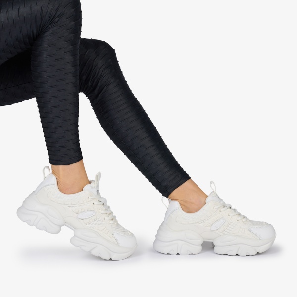 SNEAKERS din PIELE ECOLOGICA SI TEXTIL CRL1038 CULOARE: ALB - Img 4