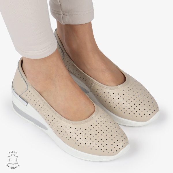 BALERINI DAMA din PIELE NATURALA CRL0978 CULOARE: BEJ - Img 2