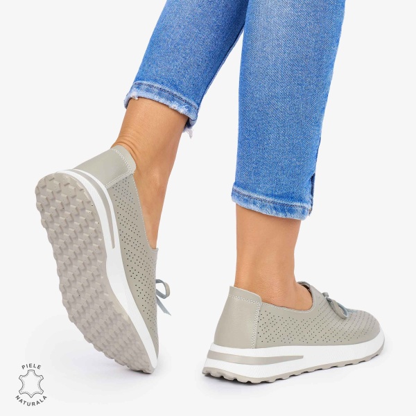 BALERINI dama din Piele Naturala CRL1060 CULOARE: GRI - Img 3