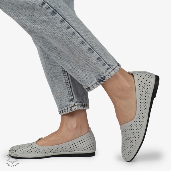 BALERINI dama din Piele naturala PERFORATA SLIP-ON CRL1358 GRI - Img 3