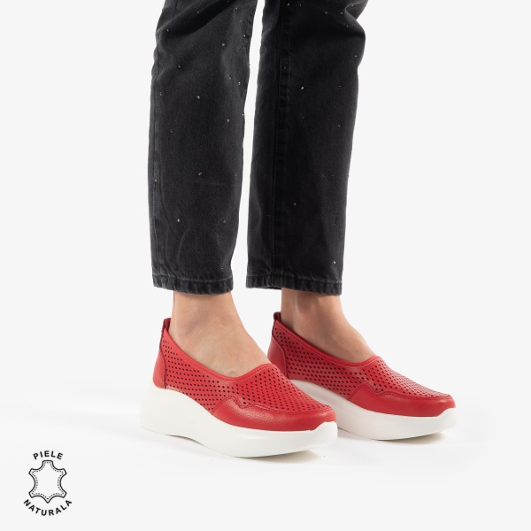 Balerini Dama Piele naturală CRL0103 ROSU - Img 3
