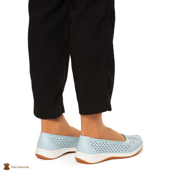 Balerini Dama Piele Naturala Slip-on CRL0073 ALBASTRU - Img 4