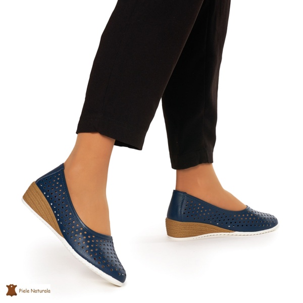 Balerini Dama Piele Naturala Slip-on CRL0075 BLEUMARIN - Img 2