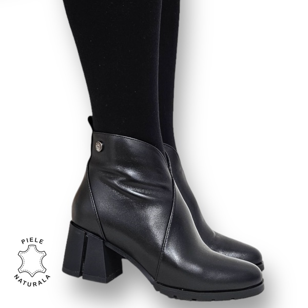 Botine DAMA din PIELE Naturala CRL0936 CULOARE: Negru - Img 6