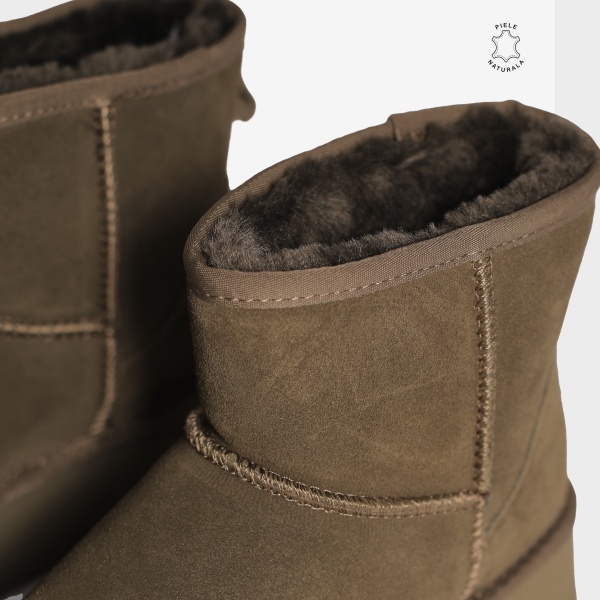 CIZME TIP UG DAMA din PIELE NATURALA INTOARSA CRL0893 CULOARE:OLIVE - Img 4