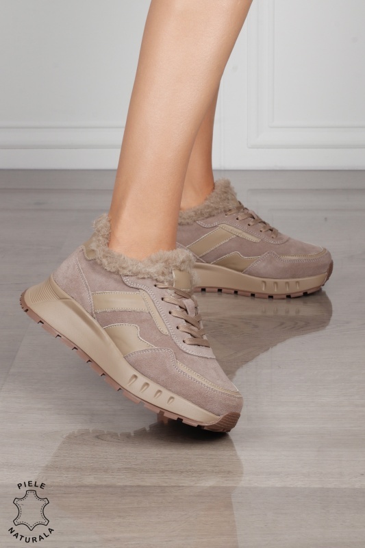 GHETE DAMA din PIELE Naturala Combinata cu Piele intoarsa CRL1525 - Img 2