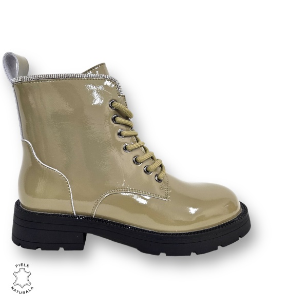GHETE DAMA din PIELE NATURALA LUCIOASA CRL0896 CULOARE:Verde - Img 2