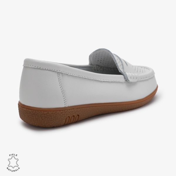 Mocasini dama din Piele Naturala CRL0712 ALB - Img 3