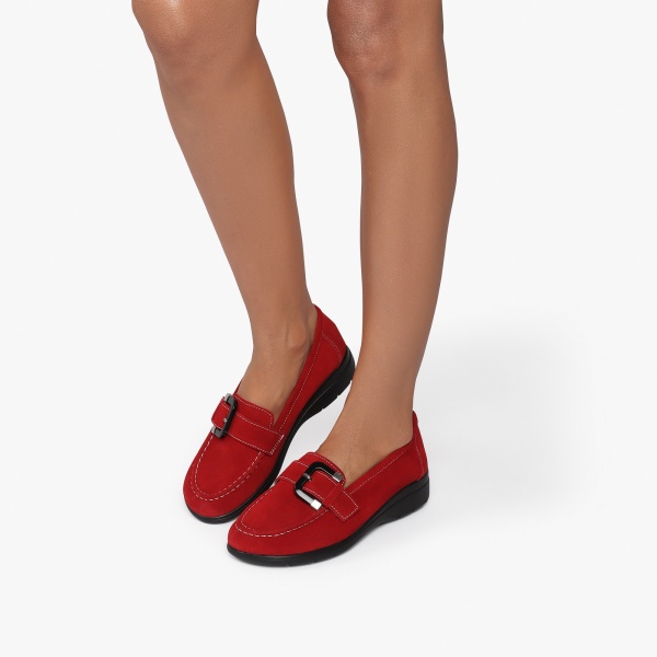 Mocasini dama din Piele Naturala CRL0844 ROSU - Img 2