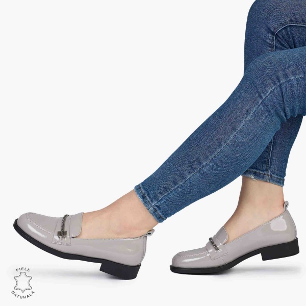 Mocasini dama din Piele Naturala LACUITA CRL0985 GRI - Img 2