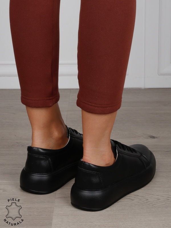 Pantofi Casual damă din piele naturală CRL1568 NEGRU - Img 3